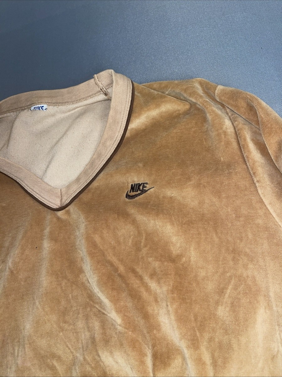 Vintage 1970s Men's Velour V Neck NIKE Sweater M USA READ! | eBay