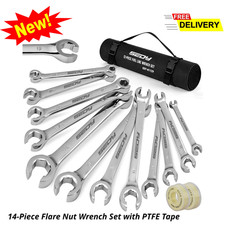 14pcs Flare Nut Wrench Set Metric And Sae Brake Line Offset Double Open End Kit