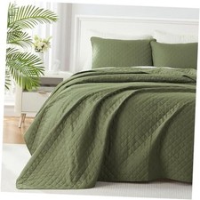 Twin Quilt Set, Lightweight Quilt, Soft Twin 68"x86" 01-diamond Olive Green