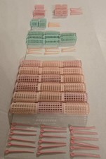 Vintage Pastel Pink  Mint Hair Rollers- 40 with Clips