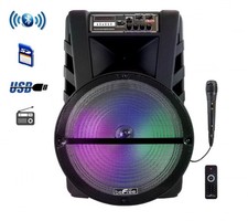 beFree Sound 15 Inch Bluetooth Portable Rechargeable Party Speaker with LED Ligh