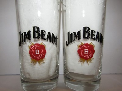 JIM BEAM Bourbon Whiskey Collector's set of 2 Highball 5.5'' Glasses With LOGO