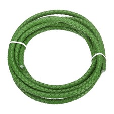 Braided Leather Cord, 6mmx2m Round Faux Leather Bolo String, Grass Green