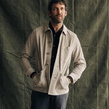 Taylor Stitch Mens Ojai Chore Jacket Calf Suede Oyster Grey Sz 46 2XL Lux Work