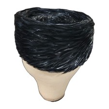 Vintage Eastern Millinery Yokahama Black Feather Pillbox Hat