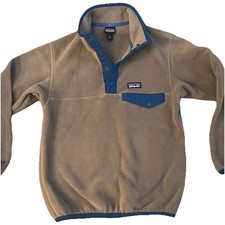 Patagonia Worn Wear Boys Lightweight Synchilla Snap-T Pullover Green Tan S 7-8