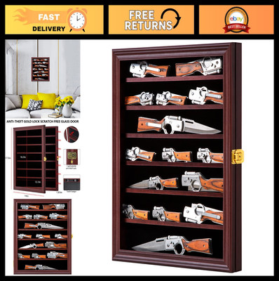 Lockable Knife Display Case - Wall Cabinet for Pocket & Folding Knives, UV Prote