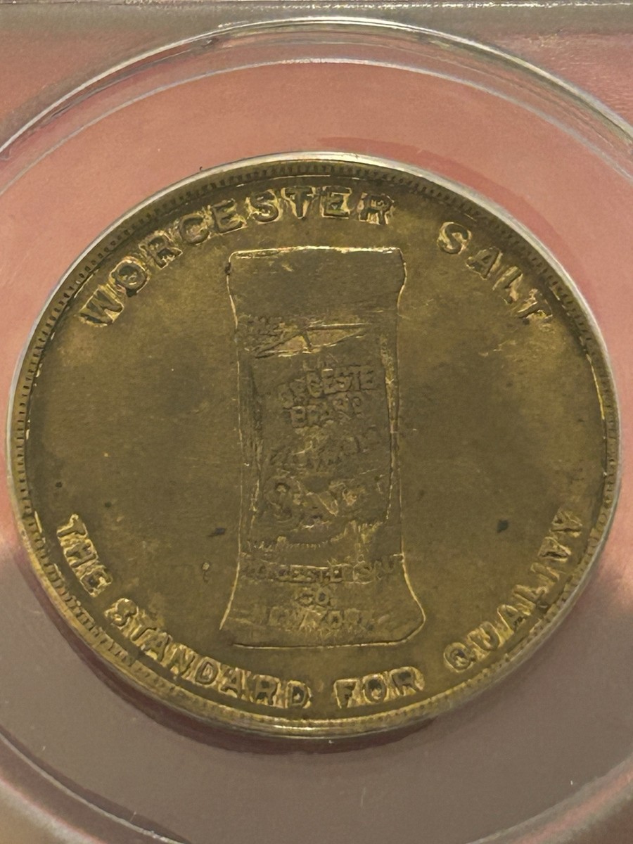 ♦︎ GOOD LUCK!! ND Worcester Salt Brass Good Luck Token ANACS Very Fine