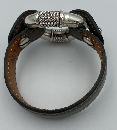 Pulsera Brighton Segovia Arcos Cuero Gris Plata Cristal Centro M/L - Imagen 7 de 17
