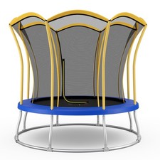 10FT ASTM Certified Recreation Trampoline w/Exclusive Enclosure Net Yellow