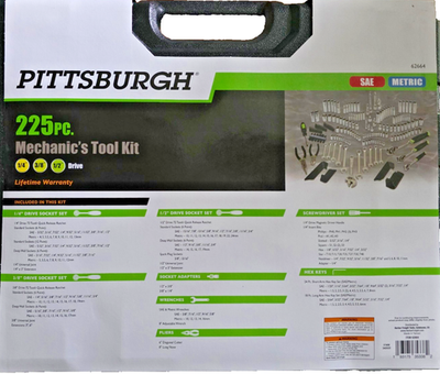 Pittsburgh 225 Piece Mechanics Tool Set 62664 - | eBay