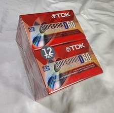 12 Pack TDK Superior D60 IEC/Type 1 Normal Bias Blank Cassette Tapes SEALED NEW