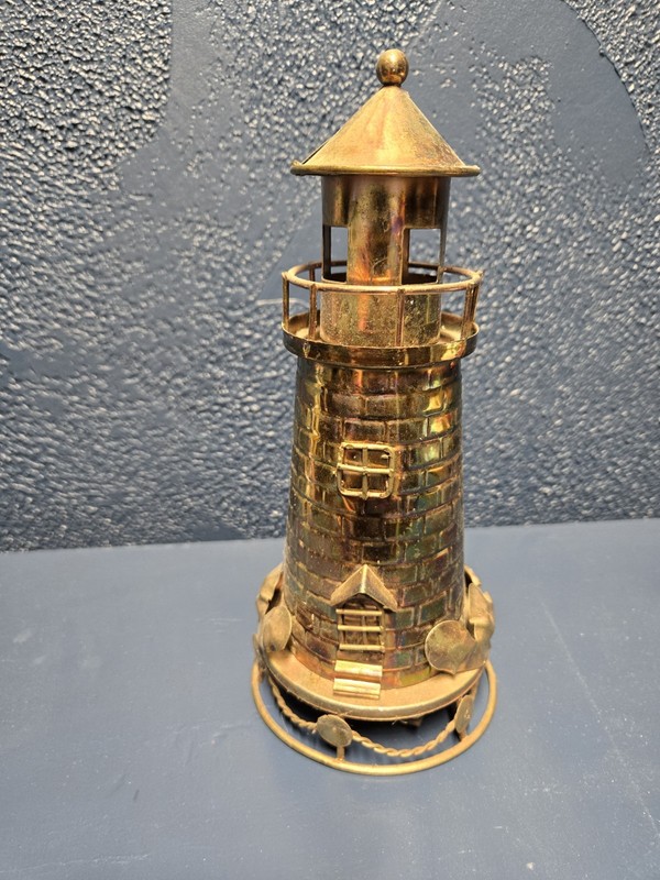 MSR Brass Lighthouse Shaped Music Box Decorative Collectible