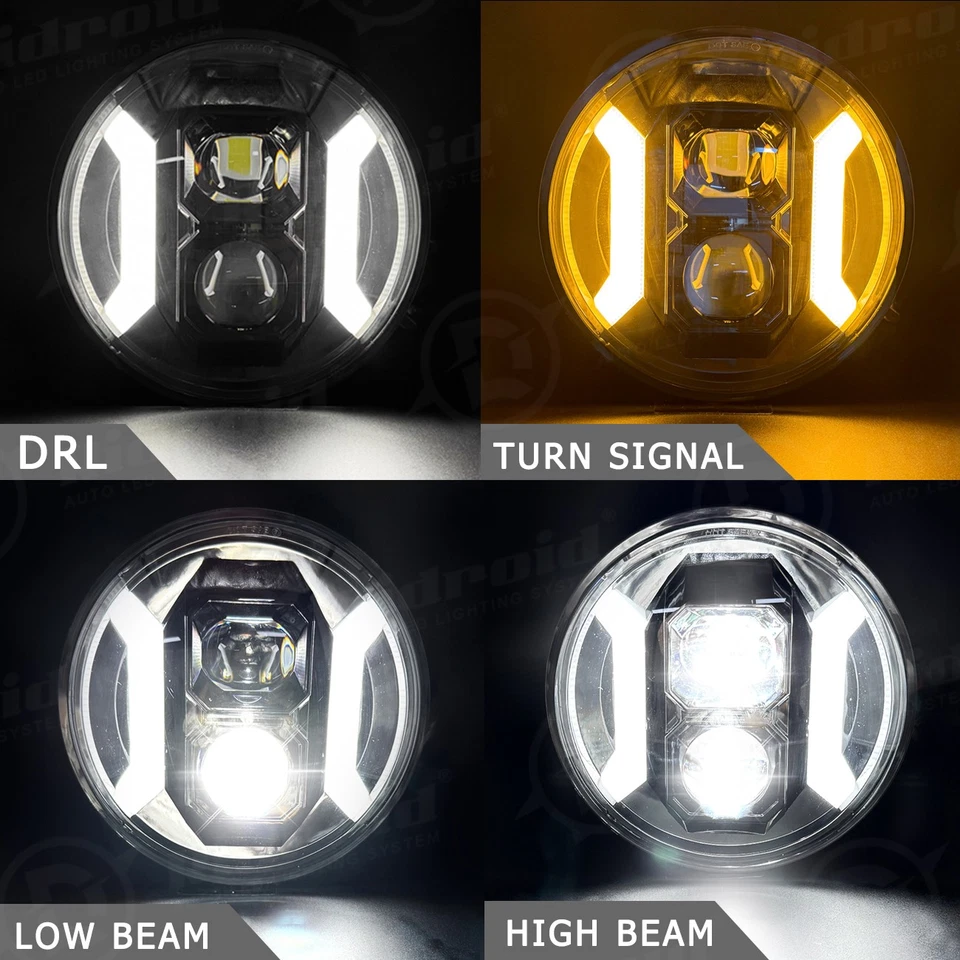 Faro LED clásico de 7" para Harley Davidson Heritage Softail + luces antiniebla de 4,5" Foto 4 de 4