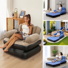 Inflatable Chair Lounger Sofa Stool Couch Camping Travel Game Blow Up Seat &Pump