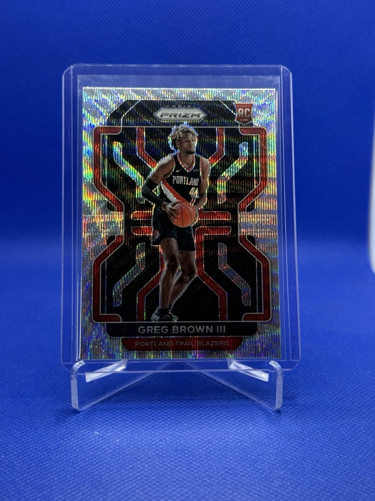 Greg Brown III 2021-22 Panini Prizm Silver Wave Prizm Rookie RC #291 Blazers