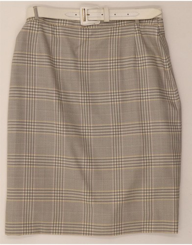 FIORELLA RUBINO Womens 2 Piece Skirt Set UK 14 Medium W28 Beige Check BM07 - Picture 4 of 6