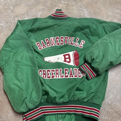 Barnesville Cheerleader Green Bomber Jacket Natasha Satin Size M Vintage 80s