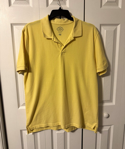 St. John's Bay Legacy Men's Yellow Solid Knit Polo Short Sleeve Button XL