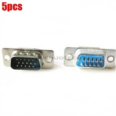 5Pcs DB15 15-Pin 3 Row Female Plug Computer Vga Cable Connector Adapter Ic Ne   