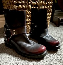 Frye Veronica Harness Womens Leather Biker Ankle Boots Buckle Strap Zip 7.5 B