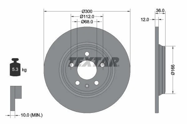 2x Brake Disc Rear For Audi A4 A4 Allroad A5 A6 A6 Allroad A7 Q5 TEXTAR 92282803 - Image 3 of 3