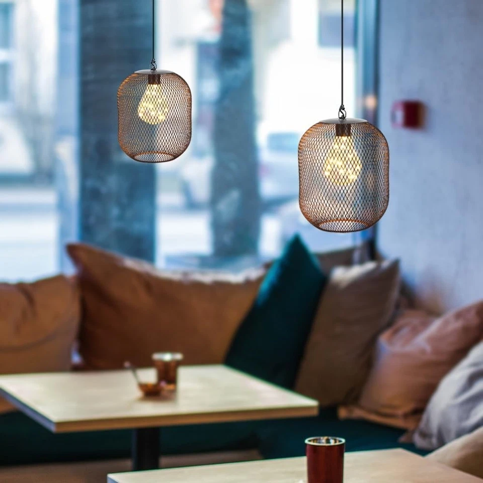 Battery Operated Pendant Lamp with 6 Hours Time Function 21.5 cm High Metal Grid - Image 2 of 4