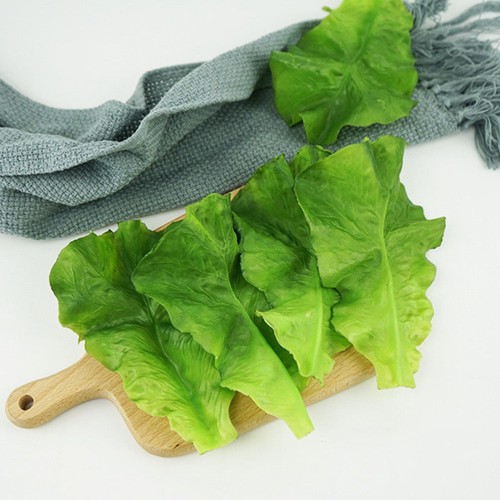 Modelos de verduras falsas decoración de alimentos hojas de lechuga verde simulación 3 piezas - Imagen 7 de 12