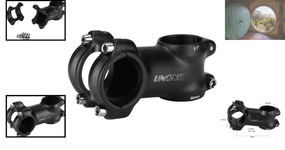 Vástago de bicicleta ligero de 31,8 mm - Opciones de 60 mm/70 mm/80 mm/90 mm, aluminio duradero Foto 2 de 4