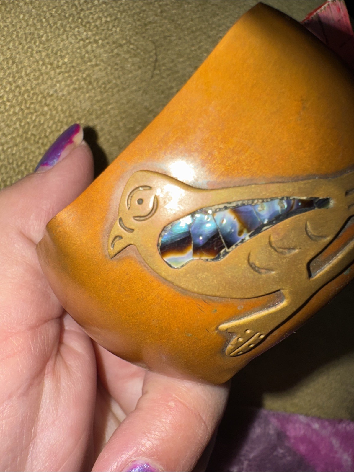 VTG Native American  Wide Solid Copper Cuff Brace… - image 20