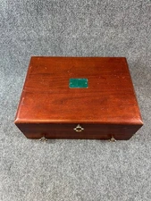 Vintage Reed & Barton Wooden Silverware Chest 2 Drawer Tarnish Lined USA