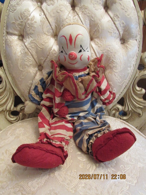 VTG Clown Doll Plastic Face