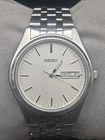 Seiko Quartz 37mm Silver Dial Daydate Mens Watch 7N43-9048
