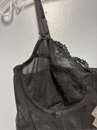 Sujetador corsé de encaje floral Auden Longline talla M forrado con aros negro - Imagen 4 de 12
