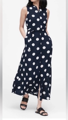 Banana Republic Navy and White button down dress size 4