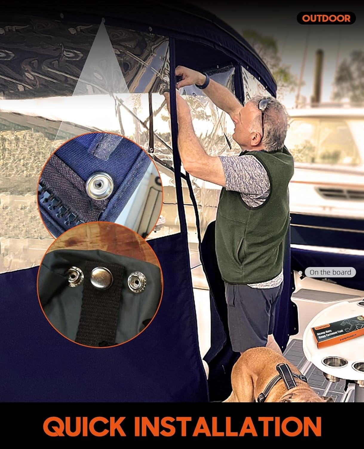 Adjustable Heavy-Duty Snap Fastener with 100 Snaps for Marine Fabric Repairs