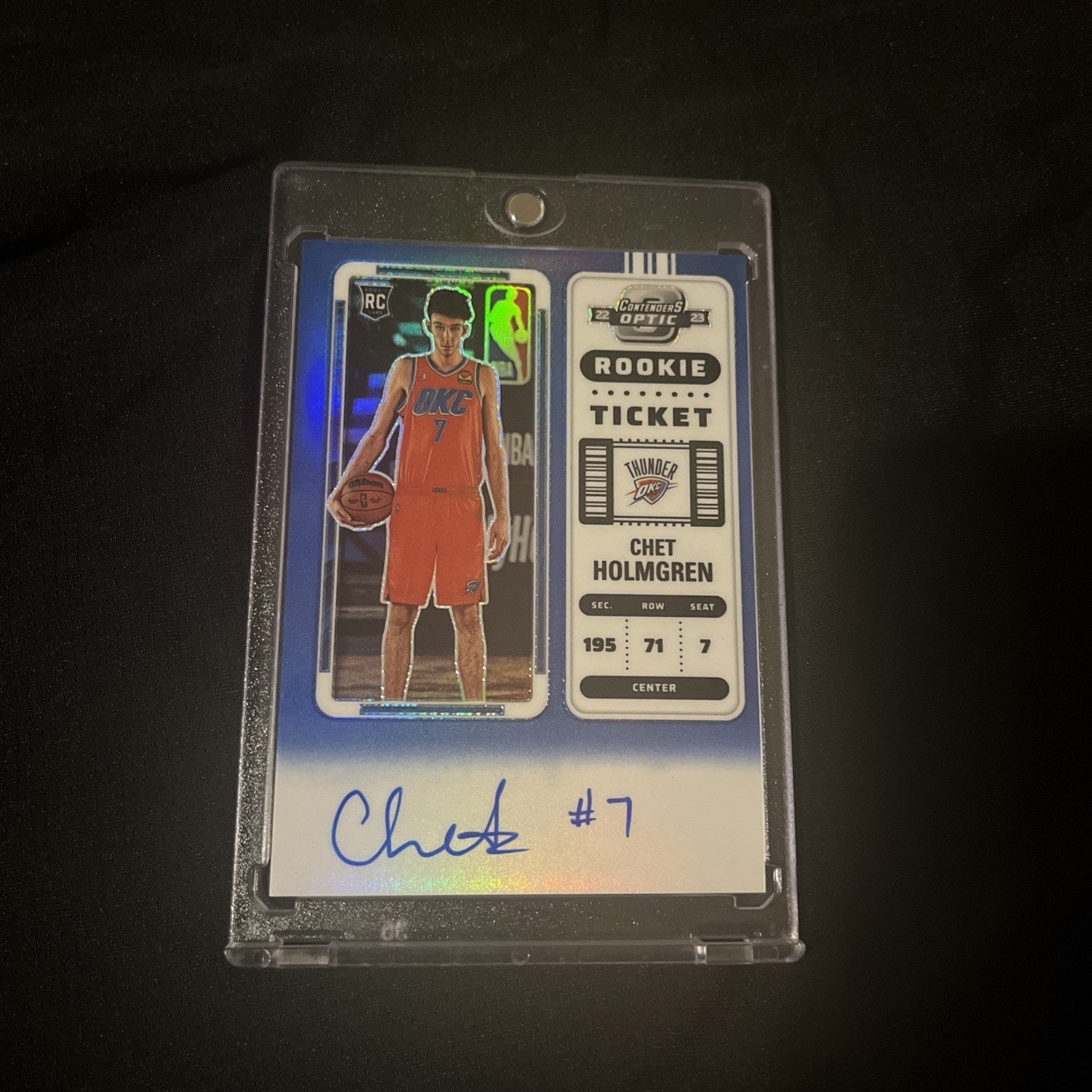 CHET HOLMGREN 22-23 Panini Contenders Optic Rookie Ticket Blue Auto /49 Thunder