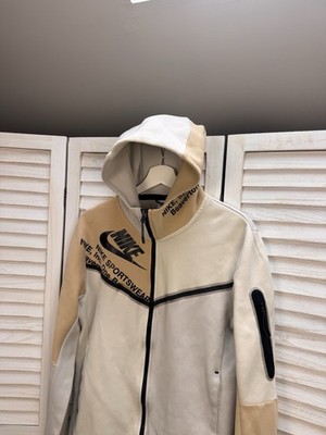 Nike Sportswear Tech Fleece Full Zip Hoodie Beige Cream Black Men s Size S