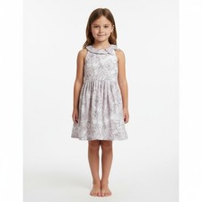 Janie and Jack High Neck Bow Dress Kids Girls 6 White Floral Formal Sleeveless