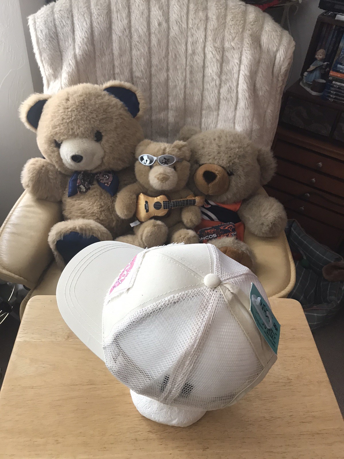 PONY Cappello camionista mamma orso Southern Junkie taglia unica marrone rosa coda di cavallo nuovo con etichette