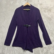 Cynthia Rowley Sweater Women's Sm Purple 100% Cashmere Snap Clasp Open Cardigan
