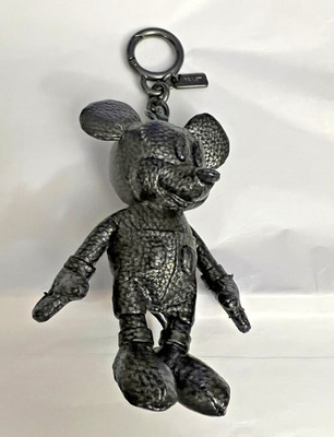 COACH X DISNEY 5 inch Mickey Mouse figure - BLACK PEBBLED LEATHER BAG CHARM