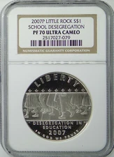 2007-P Little Rock Desegregation Commemorative $1 Silver Coin, NGC PF70 PF-70