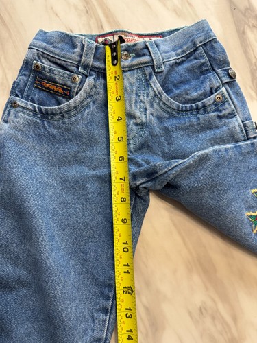 VTG RARE Oscarzor Casual trendy Tapered Leg Denim Jean Butterflies Embroidered 6 - Picture 5 of 21