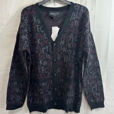 Cárdigan Royalty by Maluma Para Hombres Camuflado Letra Cuello en V Tejido Rayón Botón Talla Med