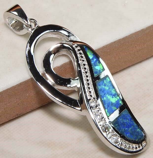 Sterling Silver Australian Opal and White Topaz Pendant Sterling Silver Australian Opal and White Topaz Pendant