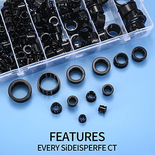 170 Pcs Cable Snap Bushing Grommets Black Round Nylon Snap in Cable Grommet - Picture 6 of 7