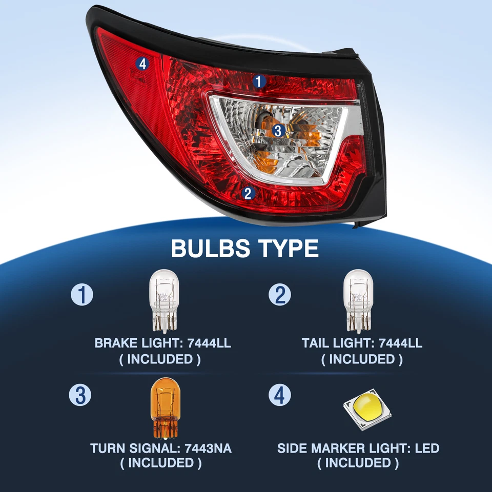 Luces traseras exteriores aptas para Chevy Traverse 2013-2017 conjunto de lámparas de freno diestro derecho Foto 2 de 4