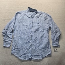 NAUTICA Blue Button Up Shirt Long Sleeve Checkered Adult Men's Size 17 34/35