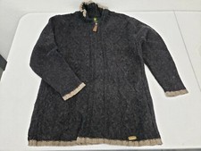Giesswein Womens Size 6 /36 Lambs Wool Coat Cable Sweater Charcoal Gray Unlined